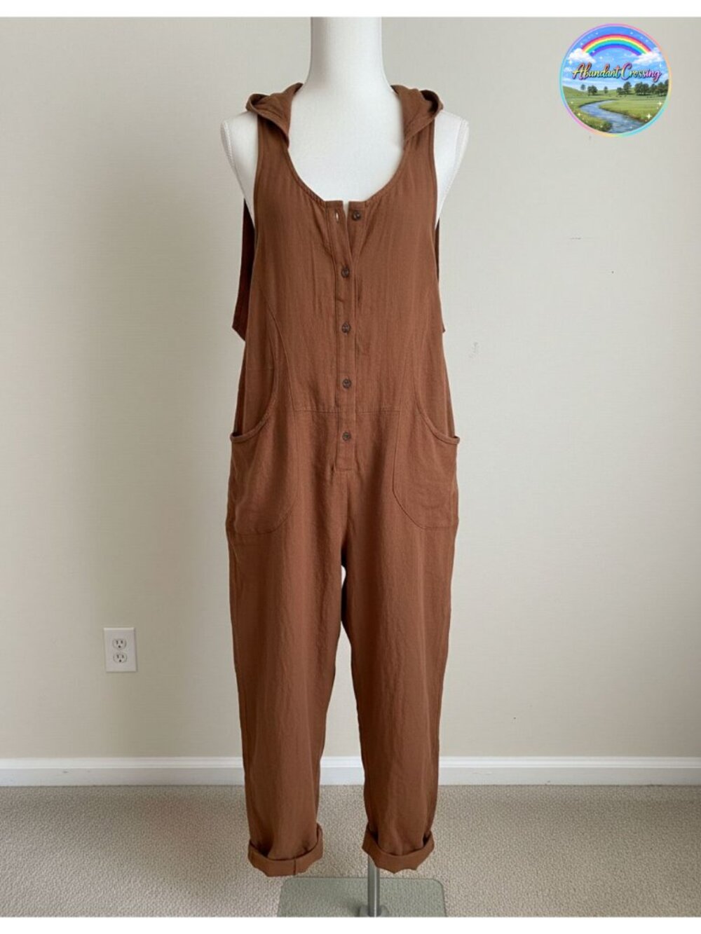 Linen Cotton Overalls Loose Casual Jumpsuit with Pockets